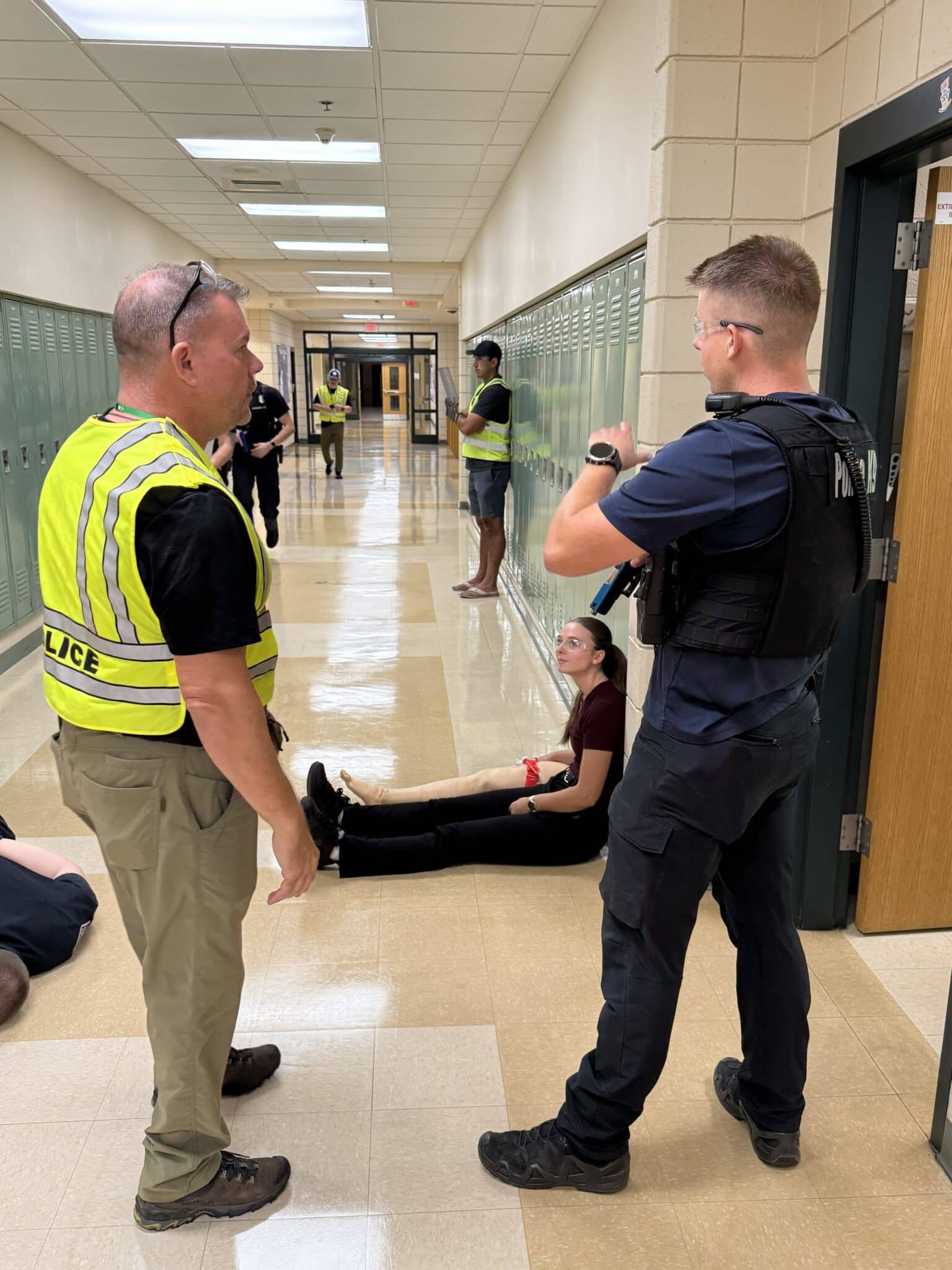 Police officers and firefighters worked together during a joint emergency preparedness exercise.